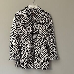 Dana Buchman Black and White Animal Zebra Print Jacket 3X